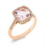 Ring 18 kt RG, 40 Brill. 0,21 ct, TW-si, 1 Morganit 2,70 ct pink