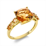Ring 18 kt GG, 1 Citrin 3,40 ct gelb, 6 Citrin 0,60 ct gelb