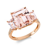 Ring 18 kt RG, 22 Brill. 0,09 ct, TW-si, 1 Morganit 5,20 ct pink, 2 Morganit 1,10 ct pink