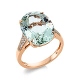 Ring 18 kt RG, 34 Brill. 0,17 ct, TW-si, 1 Amethyst 10,00 ct grün