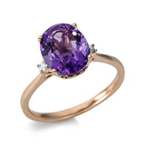 Ring 18 kt RG, 2 Brill. 0,04 ct, TW-si, 1 Amethyst 2,55 ct lila