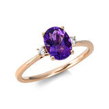 Ring 18 kt RG, 2 Brill. 0,04 ct, TW-si, 1 Amethyst 1,53 ct lila