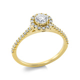 Ring 18 kt GG, 1 Brill. 0,33 ct, TW-si, 34 Brill. 0,27 ct, TW-si