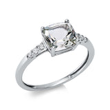 Ring 18 kt WG, 6 Brill. 0,08 ct, TW-si, 1 Amethyst 1,37 ct grün