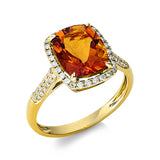 Ring 18 kt GG, 66 Brill. 0,27 ct, TW-si, 1 Citrin 3,00 ct mandarin