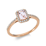 Ring 18 kt RG, 36 Brill. 0,19 ct, TW-si, 1 Morganit 0,44 ct pink