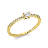 Ring 18 kt GG, Fassung rhodiniert, 2 Bag. 0,05 ct, TW-si, 18 Brill. 0,12 ct, TW-si