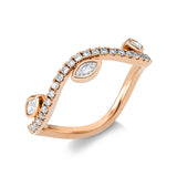 Ring 18 kt RG, 3 Nav. 0,12 ct, TW-vsi, 25 Brill. 0,17 ct, TW-si