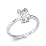 Ring 18 kt WG, 4 Brill. 0,05 ct, TW-si, 6 Bag. 0,44 ct, TW-vsi