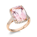 Ring 18 kt RG, 76 Brill. 0,37 ct, TW-si, 1 Morganit 7,10 ct pink