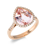 Ring 18 kt RG, 43 Brill. 0,17 ct, TW-si, 1 Morganit 3,80 ct pink