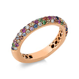 Ring 18 kt RG, 10 Brill. 0,12 ct, TW-vsi/si, 33 Saphire 0,48 ct multicolor