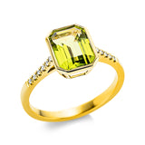 Ring 18 kt GG, 12 Brill. 0,06 ct, TW-si, 1 Peridot 1,90 ct grün