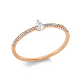 Ring 18 kt RG, 1 Tropfen 0,10 ct, TW-vsi/si, 24 Dia. 0,09 ct, W-si