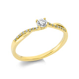 Ring 18 kt GG, 1 Brill. 0,16 ct, TW-pi, 16 Brill. 0,04 ct, TW-pi
