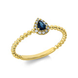 Ring 18 kt GG, 12 Brill. 0,05 ct, TW-pi, 1 Saphir 0,19 ct blau