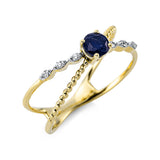 Ring 18 kt GG, Fassung rhodiniert, 6 0,05 ct, TW-si, 1 Saphir 0,27 ct blau