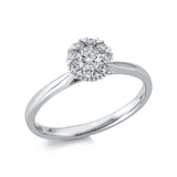 Ring 18 kt WG, 1 Brill. 0,17 ct, TW-si, 8 Brill. 0,17 ct, TW-si