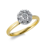 Ring 18 kt GG+WG, 1 Brill. 0,30 ct, TW-si, 8 Brill. 0,33 ct, TW-si