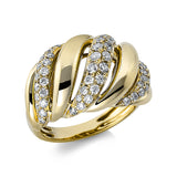 Ring 18 kt GG, 44 Brill. 0,73 ct, TW-si, 6 Brill. 0,18 ct, TW-si, 6 Brill. 0,06 ct, TW-si