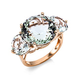 Ring 18 kt RG, 2 Amethyste 4,40 ct grün, 1 Amethyst 10,80 ct grün