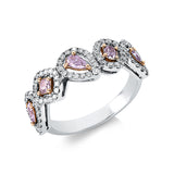 Ring 18 kt WG+RG, 76 Brill. 0,41 ct, TW-vsi, 5 Dia. 0,49 ct, pink