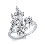 Ring 18 kt WG, 10 Tropfen 0,16 ct, TW-si, 10 Nav. 0,36 ct, TW-si, 53 Brill. 0,52 ct, TW-si