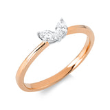 Ring 18 kt RG, Fassung rhodiniert, 2 Nav. 0,17 ct, TW-vsi