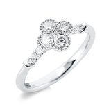 Ring 18 kt WG, 1 Princ. 0,05 ct, TW-vsi, 10 Brill. 0,50 ct, TW-si
