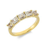 Ring 18 kt GG, 5 Radiant 1,65 ct, gelb