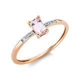 Ring 18 kt RG, 8 Dia. 0,02 ct, TW-si, 1 Morganit 0,24 ct rosa