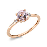 Ring 18 kt RG, Fassung rhodiniert, 2 Brill. 0,03 ct, TW-si, 1 Morganit 0,81 ct rosa