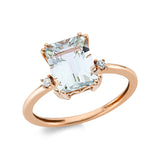 Ring 18 kt RG, 2 Brill. 0,04 ct, TW-si, 1 Amethyst 2,20 ct grün