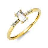 Ring 18 kt GG, 8 Dia. 0,02 ct, TW-si, 1 Amethyst 0,29 ct grün