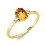 Ring 18 kt GG, 2 Brill. 0,08 ct, TW-si, 1 Citrin 0,67 ct gelb