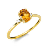 Ring 18 kt GG, 2 Brill. 0,03 ct, TW-si, 1 Citrin 0,67 ct gelb
