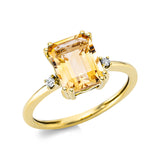 Ring 18 kt GG, 2 Brill. 0,04 ct, TW-si, 1 Citrin 2,40 ct gelb
