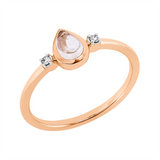 Ring 18 kt RG, Fassung rhodiniert, 2 Brill. 0,03 ct, TW-si, 1 Morganit 0,39 ct peach