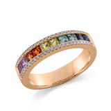 Ring 18 kt RG, 50 Brill. 0,20 ct, TW-si, 10 Saphire 1,17 ct fancy