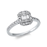 Ring 18 kt WG, 8 Bag. 0,16 ct, TW-si, 3 Bag. 0,13 ct, TW-si, 26 Brill. 0,27 ct, TW-si