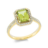 Ring 18 kt GG, 72 Dia. 0,26 ct, TW-si, 1 Peridot 1,66 ct grün