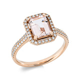 Ring 18 kt RG, 72 Dia. 0,27 ct, TW-si, 1 Morganit 1,59 ct rosa