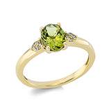 Ring 18 kt GG, 8 Dia. 0,03 ct, TW-si, 1 Peridot 1,42 ct grün