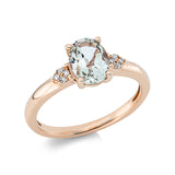 Ring 18 kt RG, 8 Dia. 0,03 ct, TW-si, 1 Amethyst 1,15 ct grün