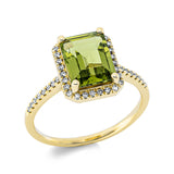 Ring 18 kt GG, 44 Dia. 0,18 ct, TW-si, 1 Peridot 2,61 ct grün