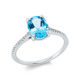 Ring 18 kt WG, 24 Dia. 0,09 ct, TW-si, 1 Topas 2,21 ct blau