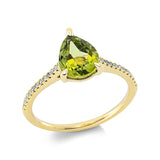 Ring 18 kt GG, 24 Dia. 0,09 ct, TW-si, 1 Peridot 1,81 ct grün