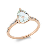 Ring 18 kt RG, 24 Dia. 0,09 ct, TW-si, 1 Amethyst 1,53 ct grün