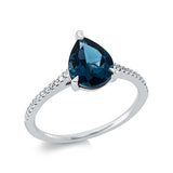 Ring 18 kt WG, 24 Dia. 0,09 ct, TW-si, 1 Topas 1,84 ct Lond. blue
