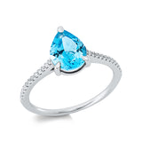 Ring 18 kt WG, 24 Dia. 0,09 ct, TW-si, 1 Topas 1,87 ct blau